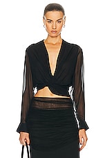 Christopher Esber Silk Springs Twist Front Top in Black, view 1, click to view large image.