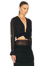 Christopher Esber Silk Springs Twist Front Top in Black, view 2, click to view large image.