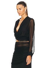 Christopher Esber Silk Springs Twist Front Top in Black, view 3, click to view large image.
