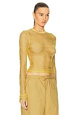 Christopher Esber Refraction Knit Long Sleeve Top in Tangerine, view 2, click to view large image.