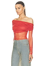 Christopher Esber Veiled Top in Watermelon, view 3, click to view large image.