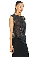 Christopher Esber Cristalla Asymmetric Knit Top in Ink, view 2, click to view large image.