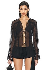 Christopher Esber Floating Sheer Lapped Shirt in Black, view 1, click to view large image.
