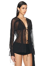Christopher Esber Floating Sheer Lapped Shirt in Black, view 2, click to view large image.