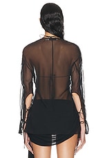 Christopher Esber Floating Sheer Lapped Shirt in Black, view 3, click to view large image.