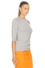 Christopher Esber Cashmere Helix Open Twist Draped Tee Top in Slate Grey, view 2, click to view large image.