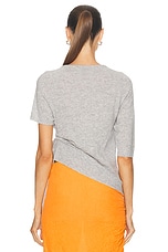 Christopher Esber Cashmere Helix Open Twist Draped Tee Top in Slate Grey, view 4, click to view large image.