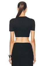 Christopher Esber Moodstone Ruched Crop Tee Top in Black, view 3, click to view large image.