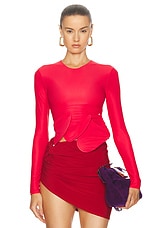 Christopher Esber Looped Long Sleeve Top in Cherry, view 1, click to view large image.