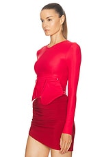 Christopher Esber Looped Long Sleeve Top in Cherry, view 3, click to view large image.