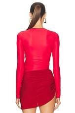 Christopher Esber Looped Long Sleeve Top in Cherry, view 4, click to view large image.