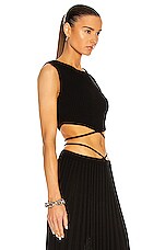 Christopher Esber Sleeveless Knit Tie Crop Top in Black, view 2, click to view large image.