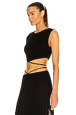 Christopher Esber Sleeveless Knit Tie Crop Top in Black, view 3, click to view large image.