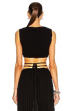 Christopher Esber Sleeveless Knit Tie Crop Top in Black, view 4, click to view large image.