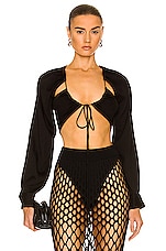 Christopher Esber Ruched Floating Sleeve Top in Black, view 1, click to view large image.