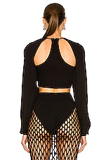 Christopher Esber Ruched Floating Sleeve Top in Black, view 3, click to view large image.