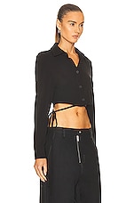 Christopher Esber Cropped Tie Shirt in Black, view 2, click to view large image.