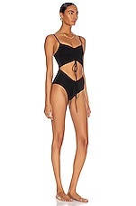 Christopher Esber Ruched Disconnect Swimsuit in Black, view 2, click to view large image.