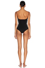 Christopher Esber Ruched Disconnect Swimsuit in Black, view 3, click to view large image.