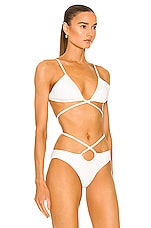 Christopher Esber Looped Tie Bikini Top in White, view 2, click to view large image.