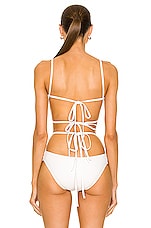 Christopher Esber Looped Tie Bikini Top in White, view 3, click to view large image.