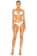 Christopher Esber Looped Tie Bikini Top in White, view 4, click to view large image.