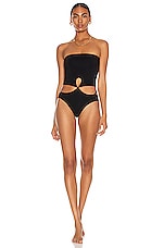 Christopher Esber Looped Adjustable Strap Swimsuit in Black, view 1, click to view large image.