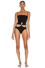 Christopher Esber Looped Adjustable Strap Swimsuit in Black, view 2, click to view large image.