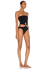 Christopher Esber Looped Adjustable Strap Swimsuit in Black, view 3, click to view large image.