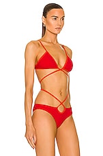 Christopher Esber Looped Tie Bikini Top in Rubrum Red & Vermillion, view 2, click to view large image.