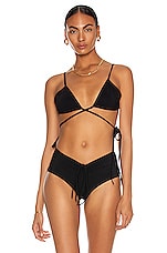 Christopher Esber Wrapped Tie Bikini Top in Black, view 1, click to view large image.