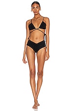 Christopher Esber Wrapped Tie Bikini Top in Black, view 4, click to view large image.