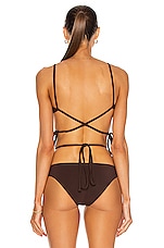 Christopher Esber Wrapped Tie Bikini Top in Chocolate, view 3, click to view large image.