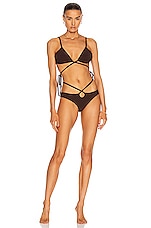 Christopher Esber Wrapped Tie Bikini Top in Chocolate, view 4, click to view large image.