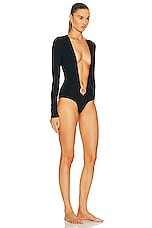 Christopher Esber Pierced Orbit One Piece Swimsuit in Black, view 2, click to view large image.
