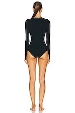 Christopher Esber Pierced Orbit One Piece Swimsuit in Black, view 3, click to view large image.