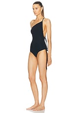 Christopher Esber Atmos Drawstring One Piece Swimsuit in Black, view 3, click to view large image.