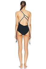 Christopher Esber Atmos Drawstring One Piece Swimsuit in Black, view 4, click to view large image.