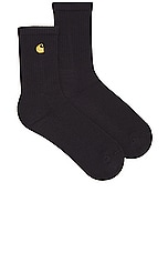 Carhartt WIP Chase Socks in Black & Gold, view 1, click to view large image.