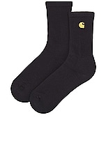 Carhartt WIP Chase Socks in Black & Gold, view 2, click to view large image.