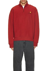 Carhartt WIP Half Zip American Script Sweat in Tuscany, view 4, click to view large image.