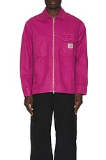 Carhartt WIP Rainer Shirt Jacket in Magenta Garment Dyed, view 4, click to view large image.