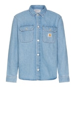 Carhartt WIP Harvey Shirt Jacket in Blue Stone Bleached, view 1, click to view large image.