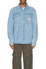Carhartt WIP Harvey Shirt Jacket in Blue Stone Bleached, view 4, click to view large image.
