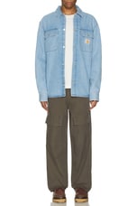 Carhartt WIP Harvey Shirt Jacket in Blue Stone Bleached, view 5, click to view large image.
