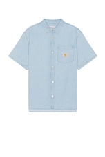 Carhartt WIP Short Sleeve Ody Shirt in Blue Stone Bleached, view 1, click to view large image.