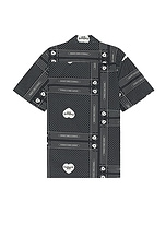 Carhartt WIP Short Sleeve Heart Bandana Shirt in Heart Bandana Print & Black, view 2, click to view large image.