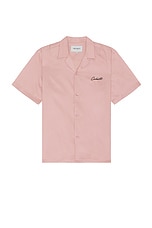 Carhartt WIP Short Sleeve Delray Shirt in Glassy Pink & Black, view 1, click to view large image.