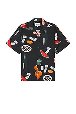 Carhartt WIP Short Sleeve Isis Maria Dinner Shirt in Isis Maria Dinner Print & Black, view 1, click to view large image.