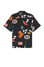 Carhartt WIP Short Sleeve Isis Maria Dinner Shirt in Isis Maria Dinner Print & Black, view 2, click to view large image.